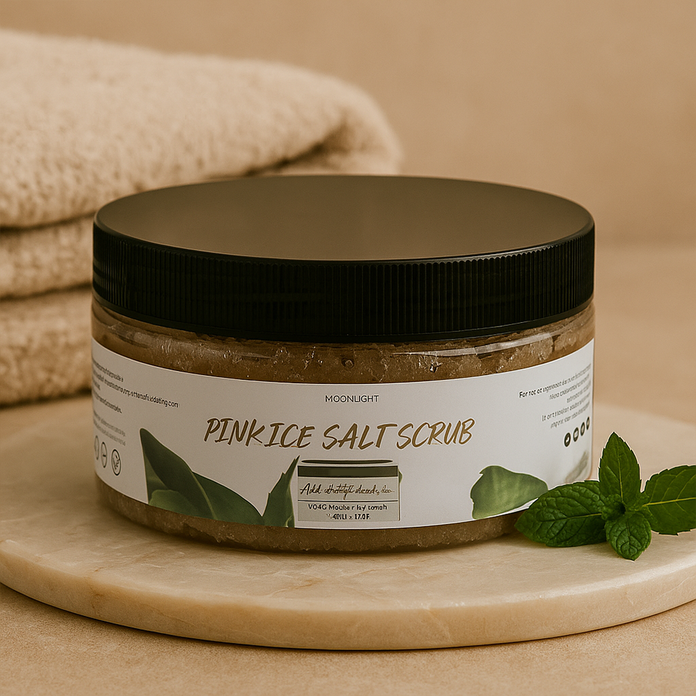 Pink ice salt scrub