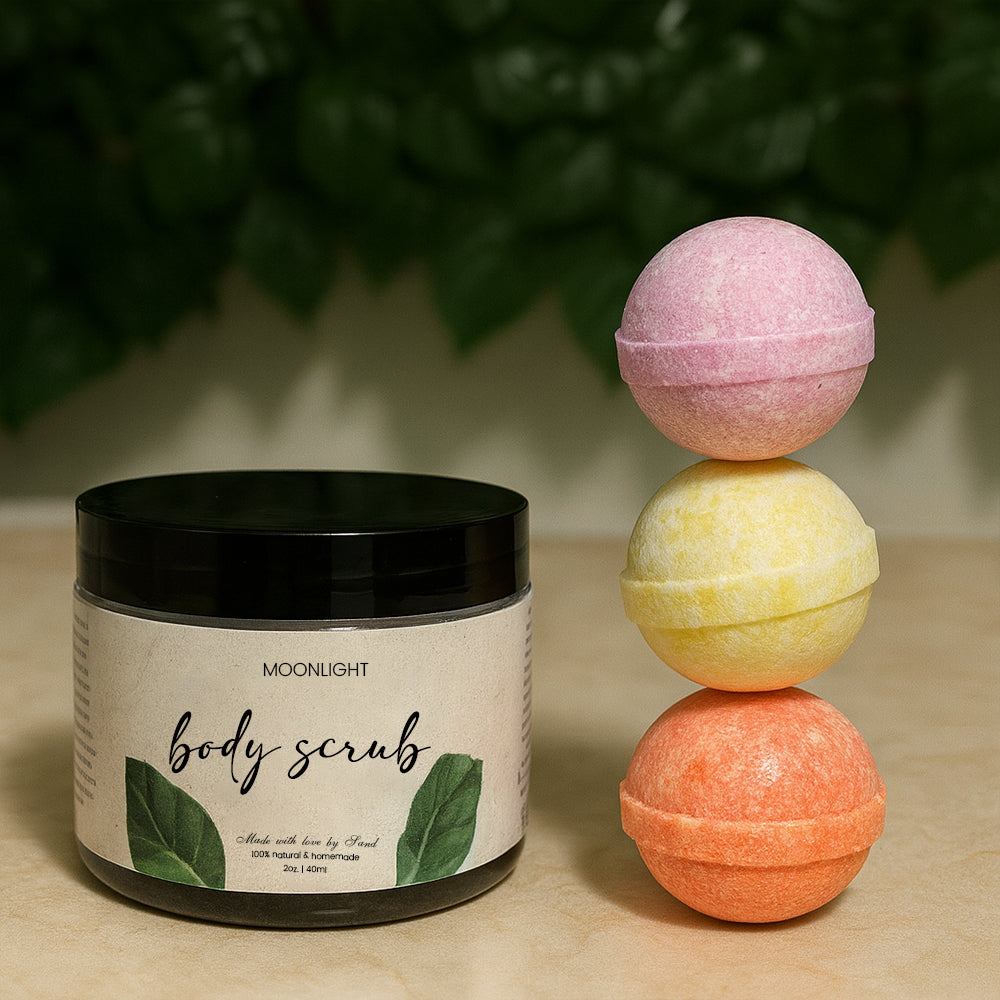 Scrub and bathroom selfcare sets